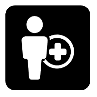 A medical shield and person silhouette icon representing the hygienic alternative and antibacterial protection of YG Socks.